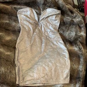 Pewter strapless mini dress